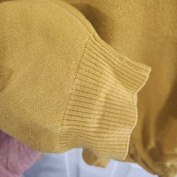 Tailorbyrd yellow 1/4 zip pullover 3/4 sleeve Itallian Marino wool Sweater Med - Picture 5 of 9